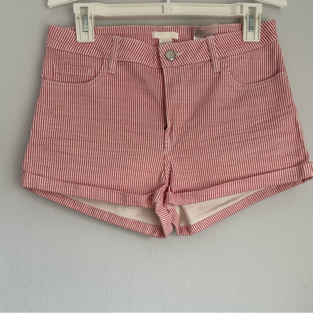 H&M Red Striped Jean Shorts